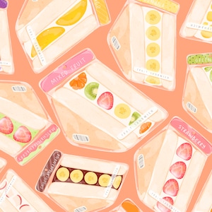 Lindo kawaii Clipart de sándwich de frutas imprimible / uso comercial / PNG
