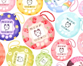 Lindo conjunto de imágenes prediseñadas de nostalgia de mascotas digitales imprimibles kawaii / uso comercial / PNG