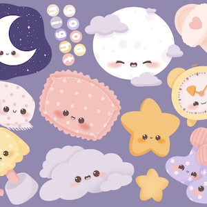 Cute Kawaii Printable goodnight sleeptime clipart / commercial use/ PNG