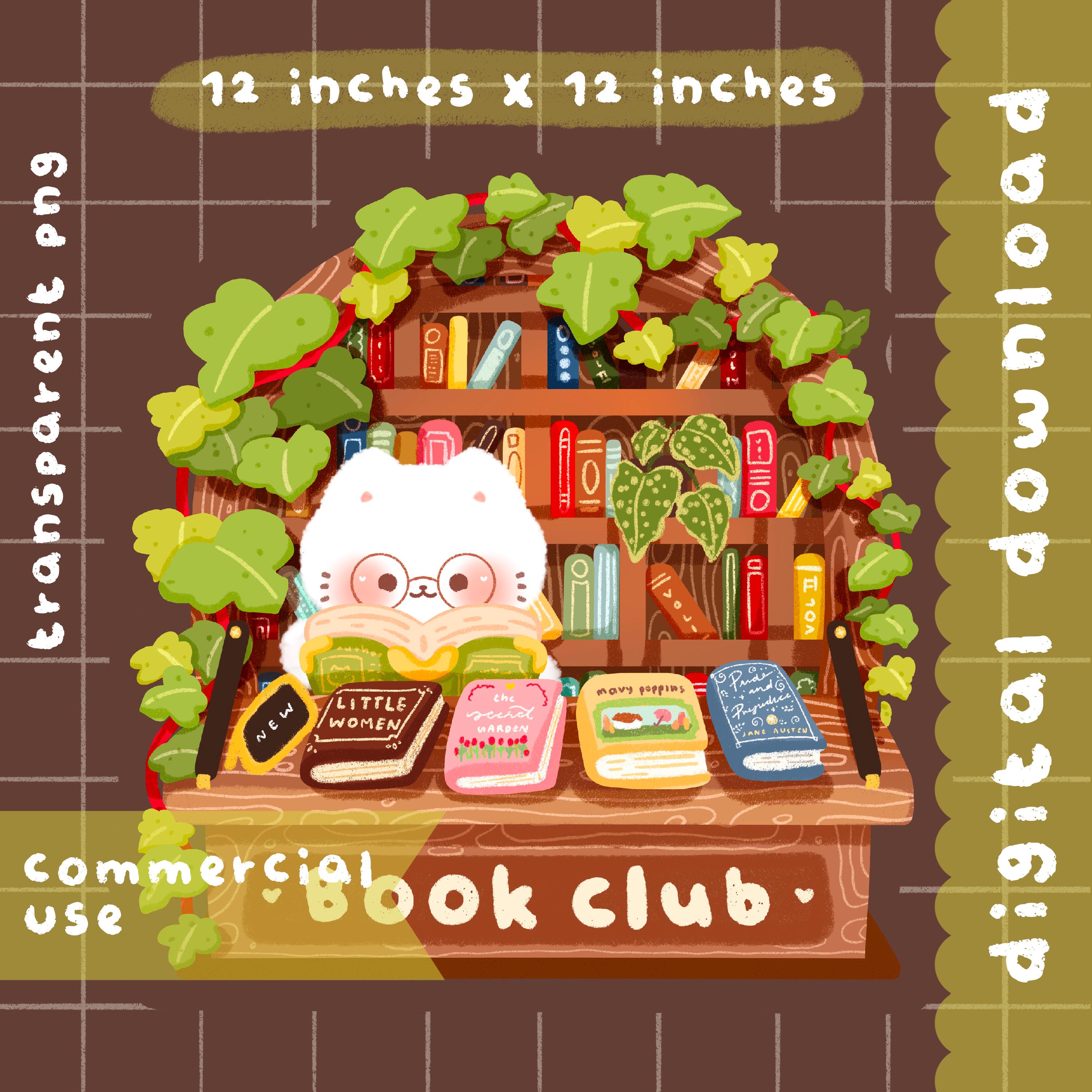 Cute Kawaii Printable Book Club Library Clipart / Commercial Use/ PNG ...