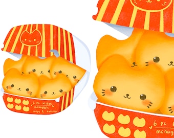 Lindo kawaii Imprimible kitten nuggets sublimation shirt clipart / uso comercial / PNG