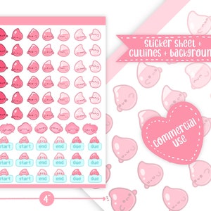 Niedlicher Printable Perioden Tracker Stickerbogen / kommerzielle Nutzung / PNG