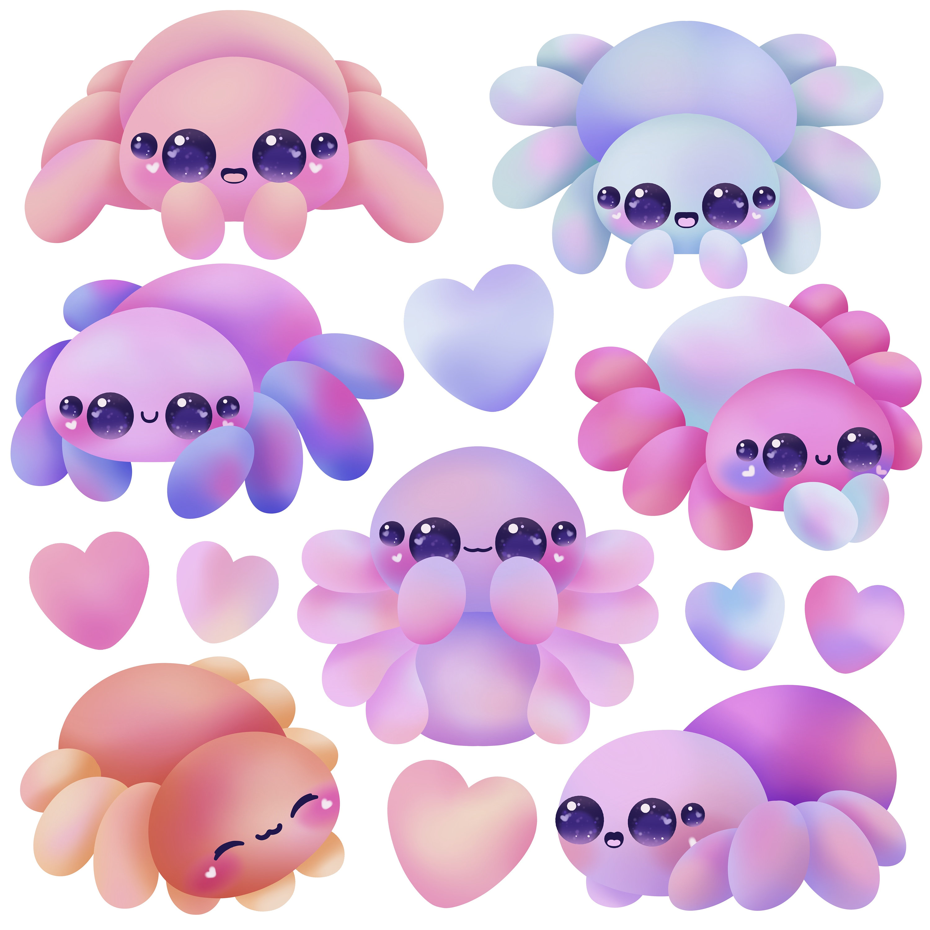 Cute Kawaii Printable Pastel Galaxy Spider Clipart / - Etsy