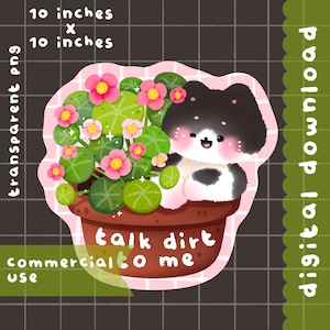 Carino kawaii stampabile parlami di sporcizia gioco di parole pianta gatto clipart / uso commerciale / PNG