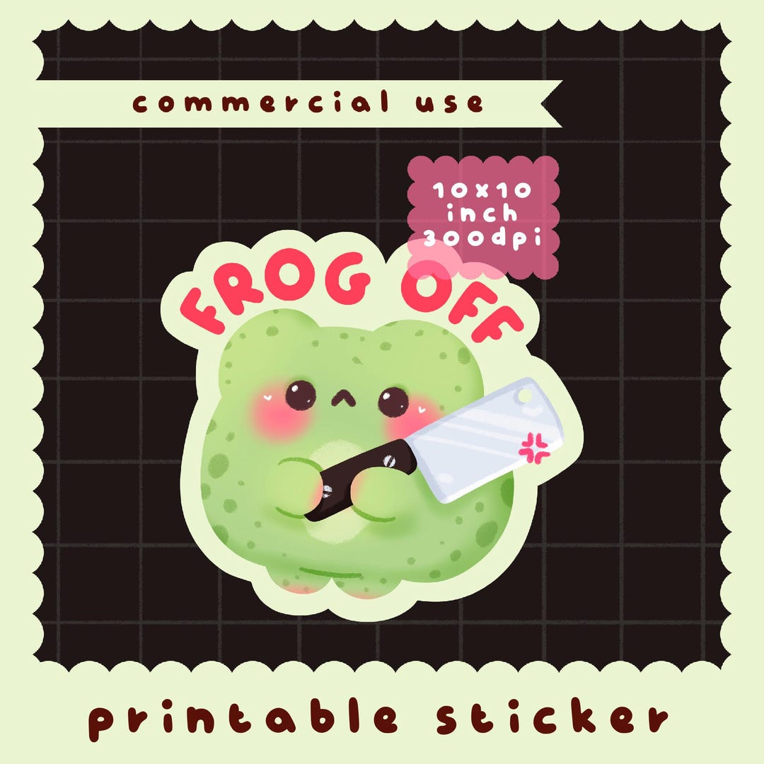 Cute Kawaii Printable Frog off Sticker Clipart / Commercial Use/ PNG ...