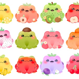 Cute Kawaii Printable Fruit Frogs Clipart / Commercial Use/ PNG - Etsy