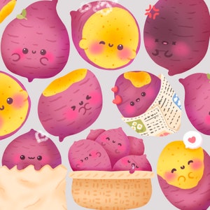 Kawaii Süßkartoffeln Clipart / PNG / Kommerzielle Nutzung / PNG