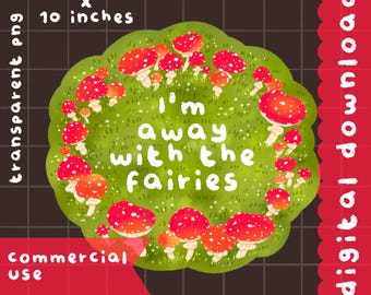 Cute kawaii  Printable away with fairies fairy ring clipart / commercial use/ PNG