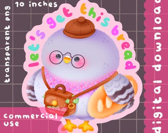 Słodki kawaii Wydrukujmy ten chlebowy gołąb clipart / do użytku komercyjnego / PNG