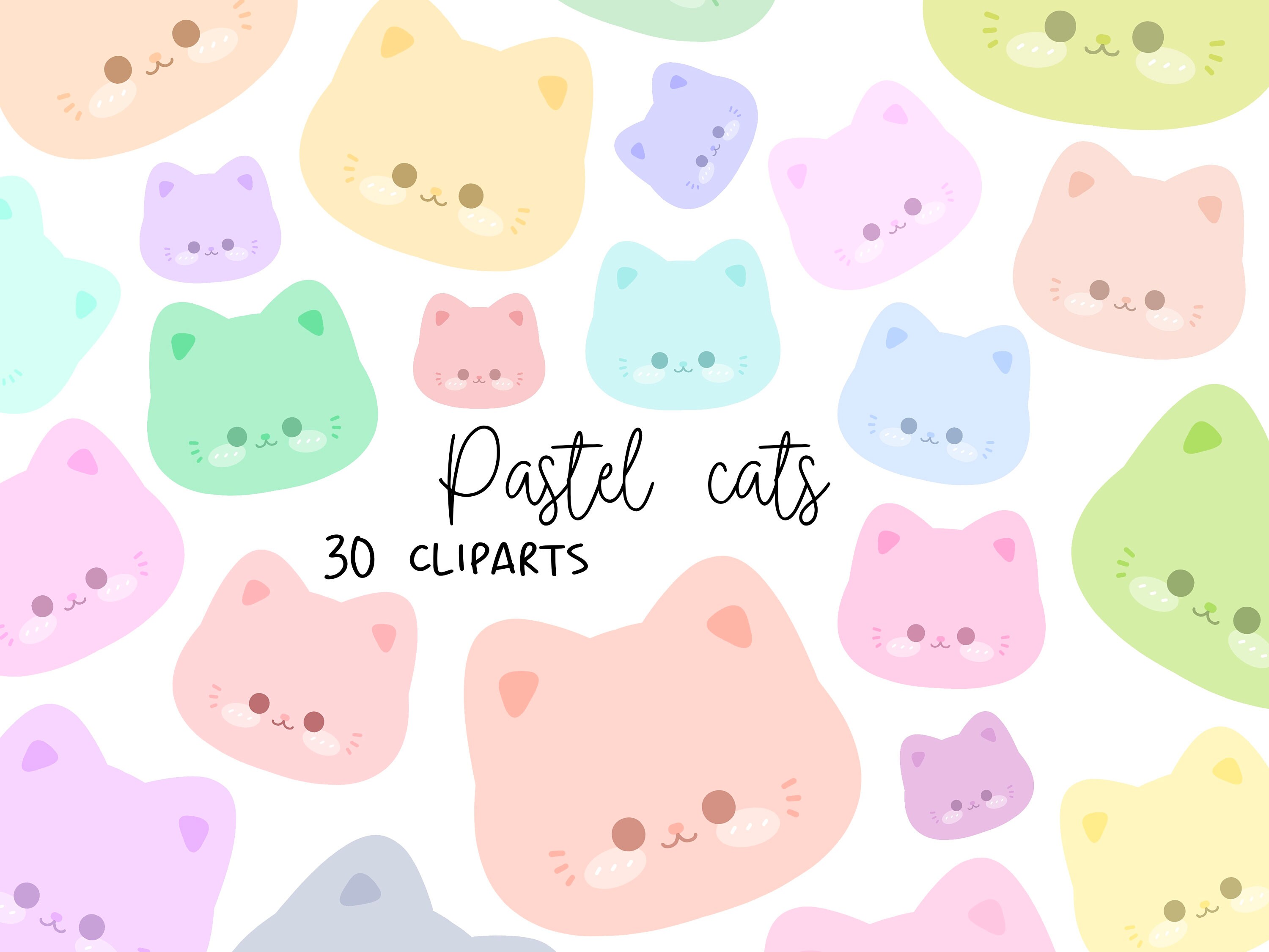 Cute Printable Pastel Cats Clipart / Commercial Use/ PNG Etsy