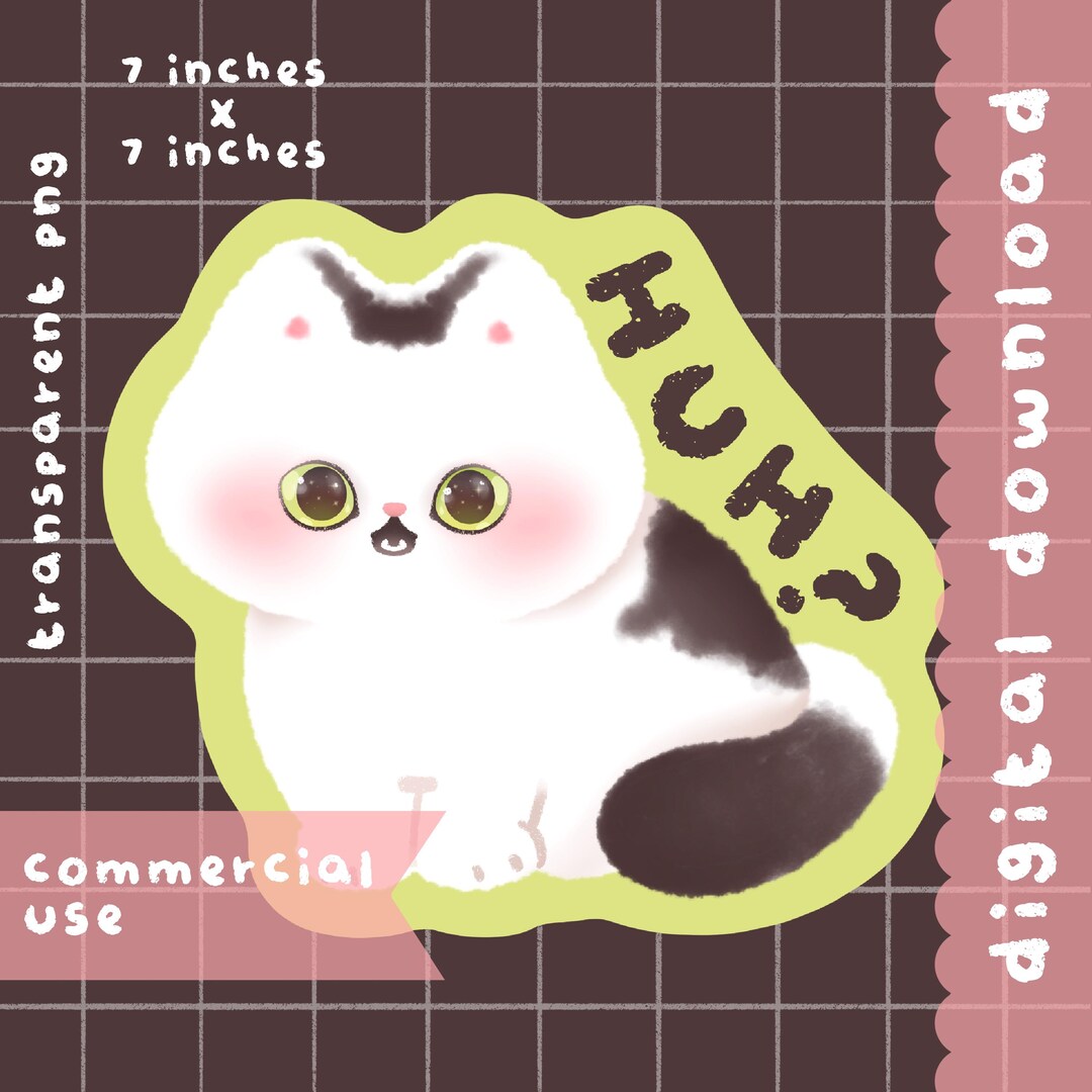 Cute Kawaii Printable Huh Meme Cat Clipart / Commercial Use/ PNG - Etsy