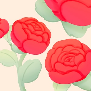 Buy Cute Kawaii Printable Red Roses Clipart / Commercial Use/ PNG ...