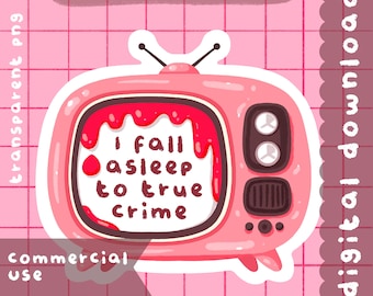 Cute Kawaii Printable Fall Asleep to True Crime Clipart