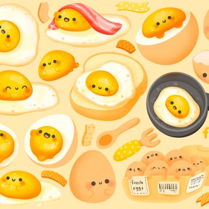 Cute Kawaii huevos imprimibles clipart / uso comercial / PNG
