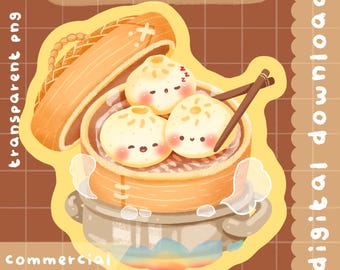 Schattige kawaii afdrukbare knoedelsticker clipart/commercieel gebruik/png