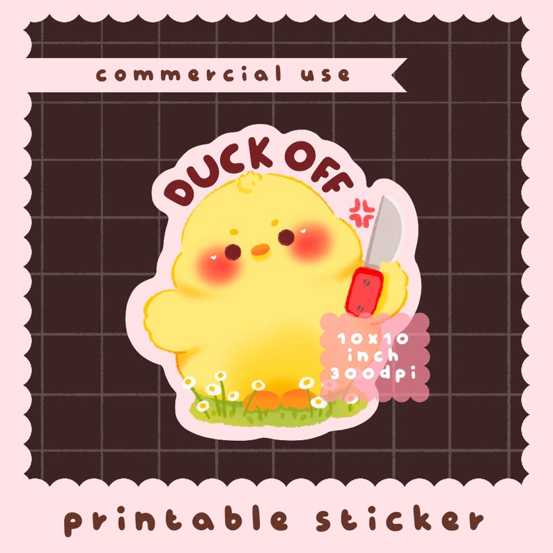 Cute Kawaii Printable Duck off Pun Sticker Clipart / Commercial Use ...