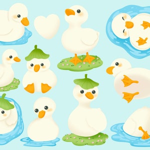 Süße Kawaii Enten Clipart / kommerzielle Nutzung / PNG