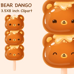 Süßes Kawaii Druckbares koreanisches Bär Dango Dessert Clipart / kommerzielle Nutzung / PNG