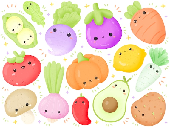 Cute Kawaii Printable Vegetables Clipart Set / Commercial Use/ PNG - Etsy