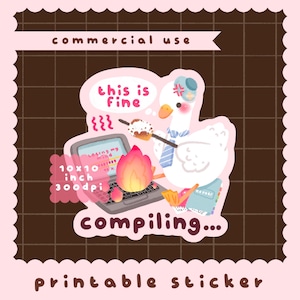 Cute kawaii Printable compiling sticker clipart / commercial use/ PNG