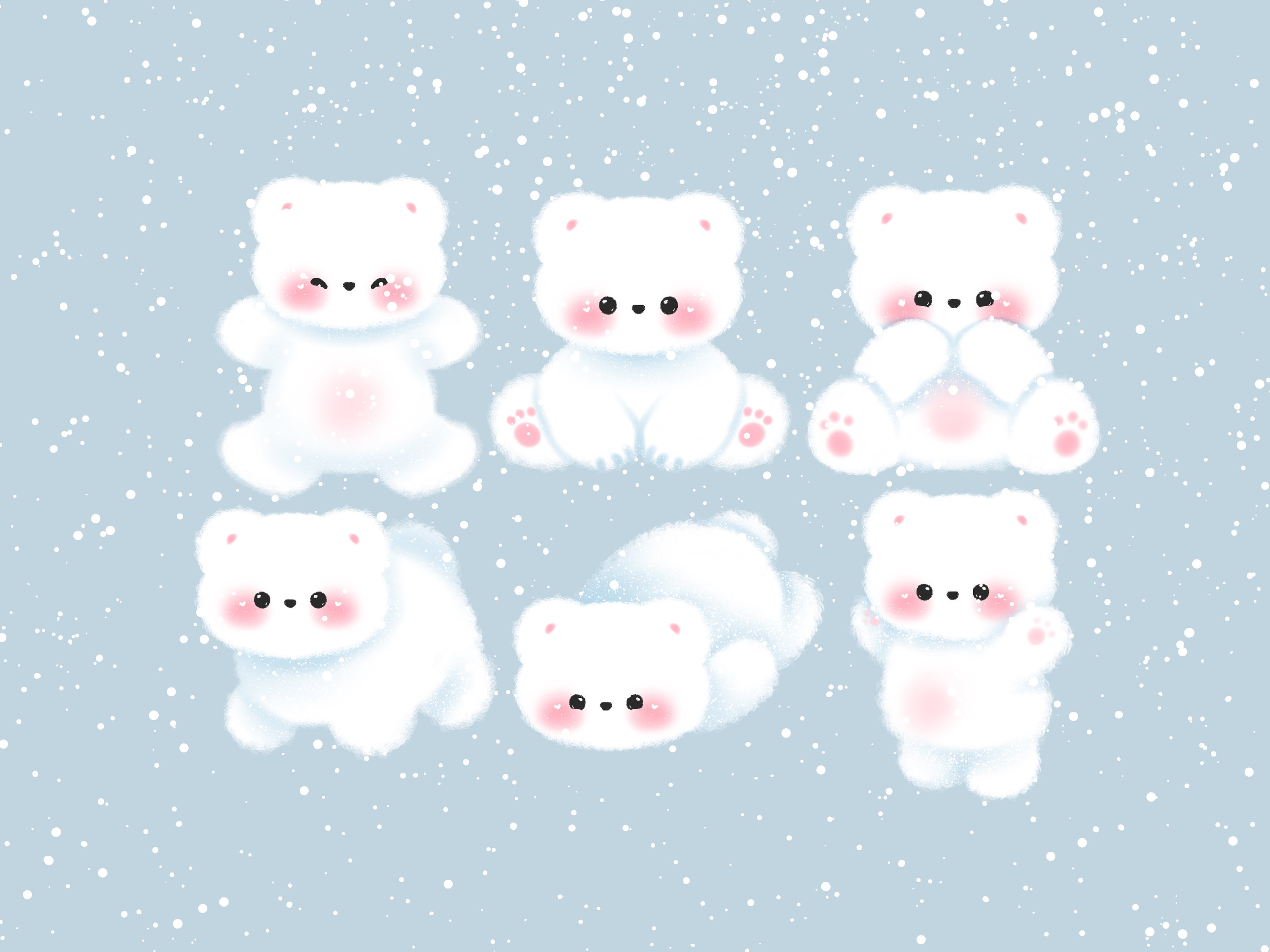 Cute Kawaii Printable Polar Bear Clipart Set / Commercial Use/ PNG - Etsy
