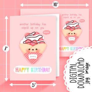 Cute Printable crepe birthday greeting card / commercial use/ PNG