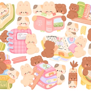 Cute kawaii Printable book buddies clipart / commercial use/ PNG