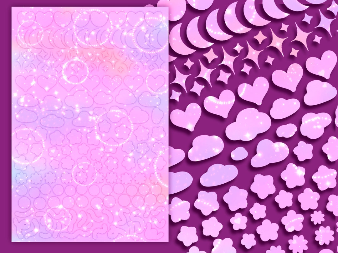 Cute Printable Sticker Sheet Pastel Galaxy Deco Sticker Sheet