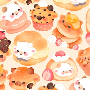 Cute kawaii  Printable cow bakery clipart / commercial use/ PNG