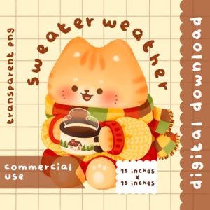 Clipart météo kawaii mignon pull imprimable / usage commercial / PNG