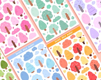 Cute Kawaii Printable forest deco sticker sheet / commercial use/ PNG
