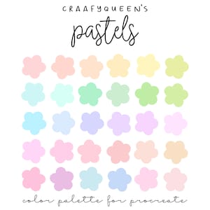 Craaftyqueen&#39;s Pastel Procreate Color Palette, Procreate Swatches, iPad Illustration, Procreate Art