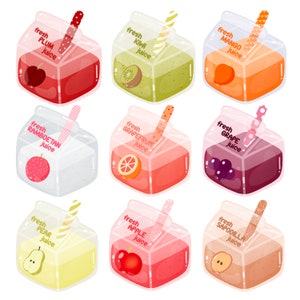 Cute kawaii Printable pastel juice box part 2 clipart / commercial use/ PNG