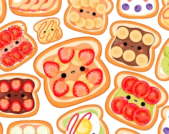 Cute kawaii  Printable toasts clipart / commercial use/ PNG
