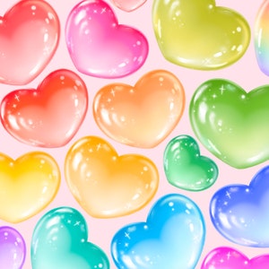 Süße kawaii Printable Kristall Herzen Clipart / Kommerzielle Nutzung / PNG