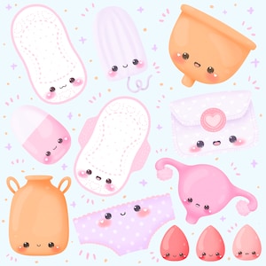 Cute Kawaii Printable pastel period clipart / commercial use/ PNG