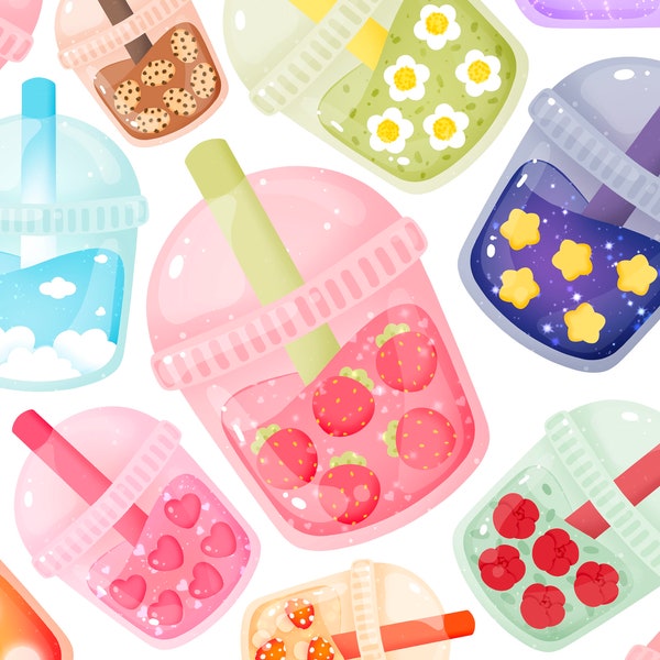 Cute kawaii Printable magische Boba Clipart / kommerzielle Nutzung / PNG