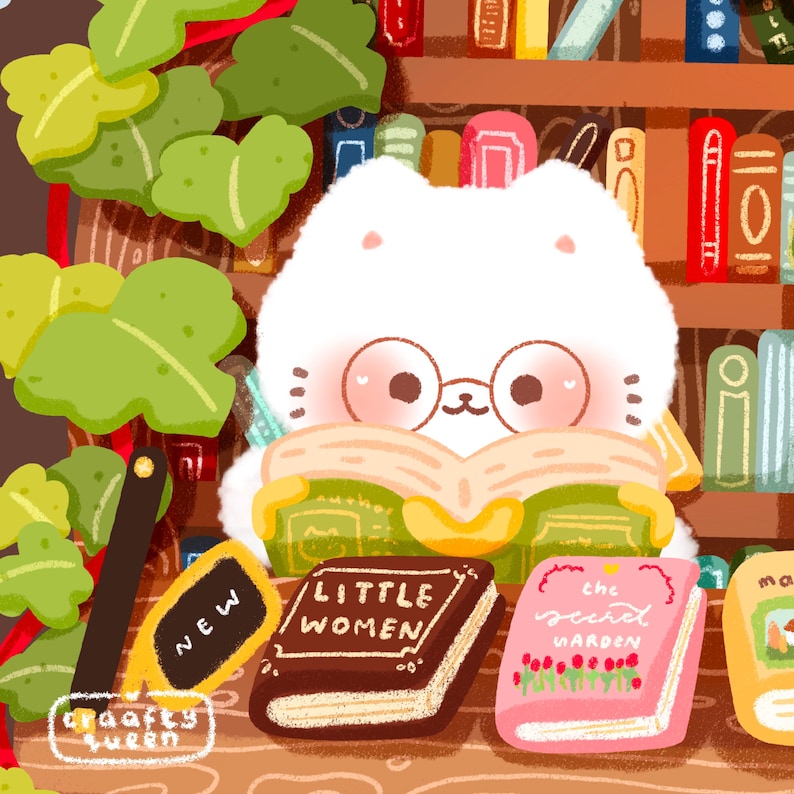 Cute Kawaii Printable Book Club Library Clipart / Commercial Use/ PNG ...