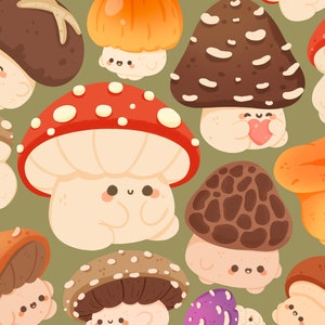 Süße kawaii Printable Waldpilz Freunde Clipart / kommerzielle Nutzung / PNG