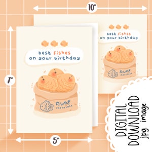 Cartão de feliz aniversário taiyaki fofo para impressão / uso comercial / PNG