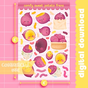 Linda hoja de pegatinas imprimible frens de batata / uso comercial / PNG