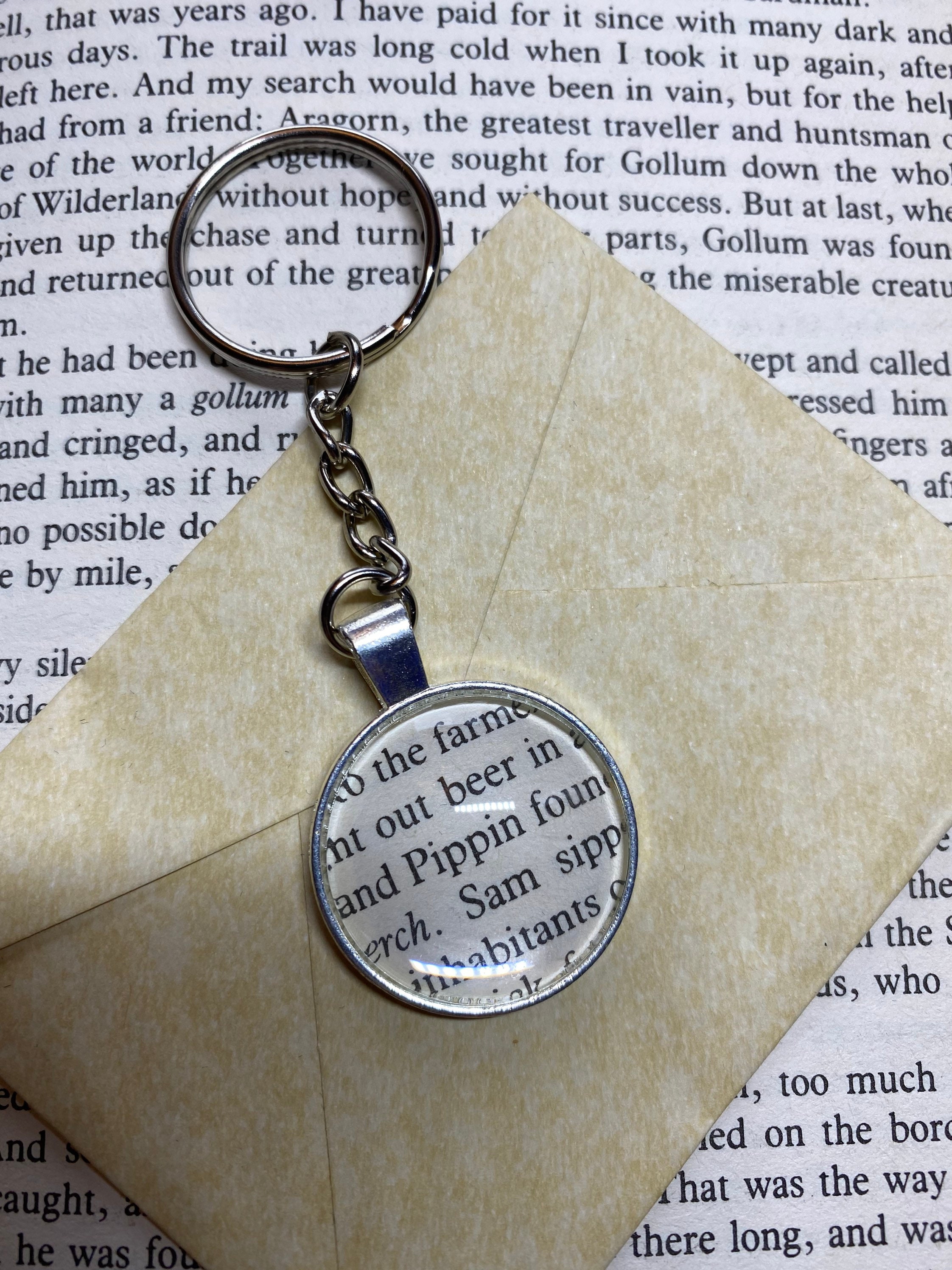Real Book Page Lord of the Rings Character Keychain Keyring Etsy