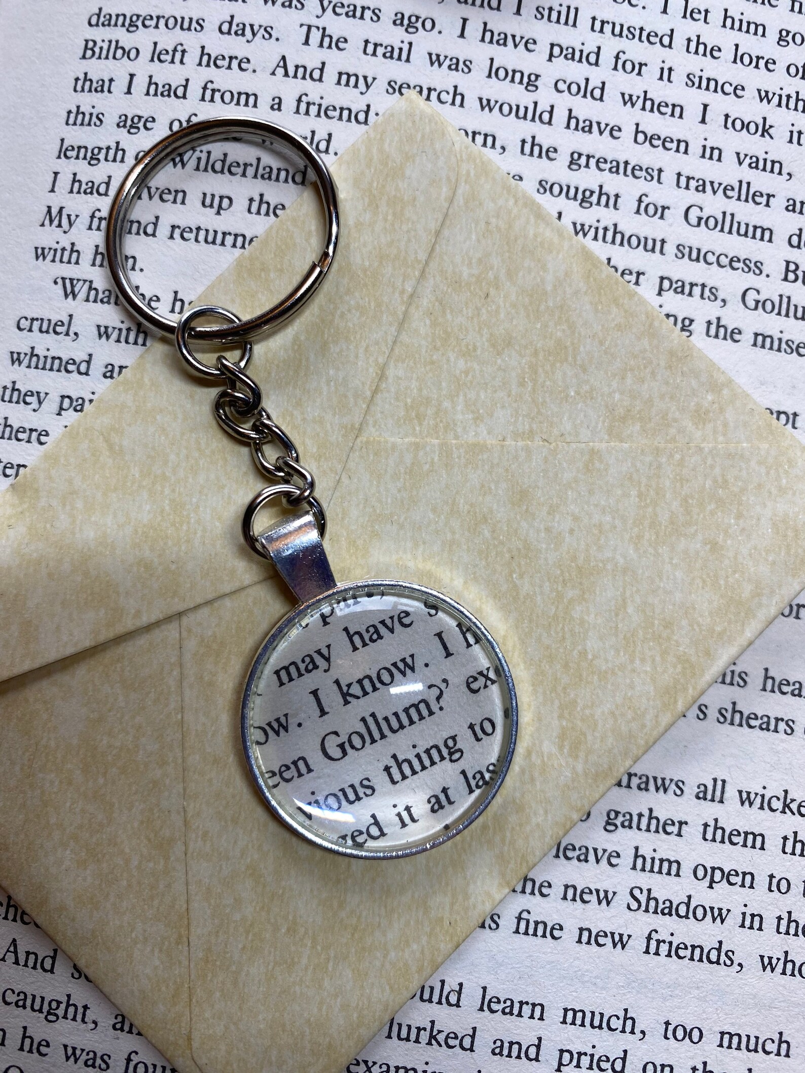 Real Book Page Lord of the Rings Character Keychain Keyring Etsy