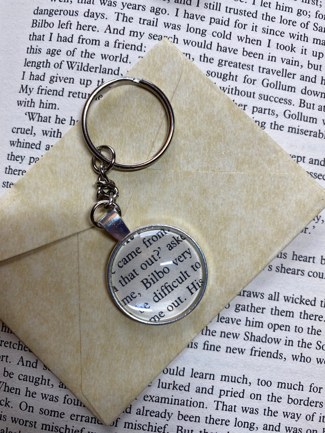 Real Book Page Lord of the Rings Character Keychain Keyring Etsy
