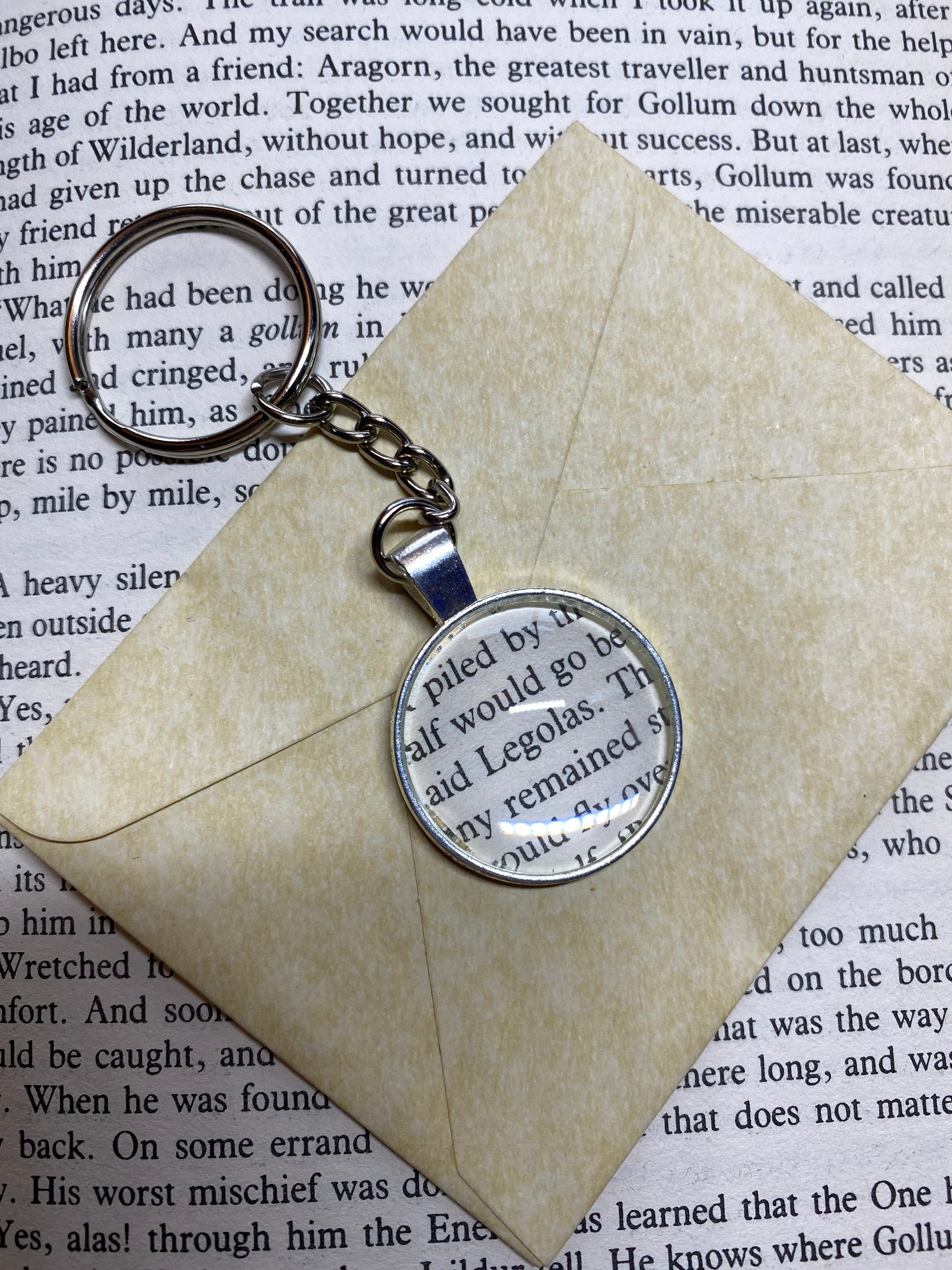 Real Book Page Lord of the Rings Character Keychain Keyring Etsy