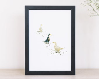 Ducks | Signed Print | Illustration | Duck Print | Giclée Digital Art Print | by Hue Tone Illustrator