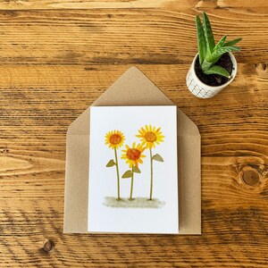 Carte tournesol | Carte de vœux A6 | Enveloppe 100 % recyclée | Aquarelle peinte à la main | Carte de qualité premium | par Hue Tone Illustrator