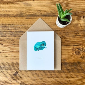 Froge Card | A6 Greetings Card | 100% Recycled Envelope | Hand Painted Watercolour | Premium Quality Card | Frogs | by Hue Tone Illustrator