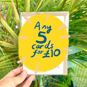 5 cartes pour 1 Tenner | Cartes de voeux A6 | Enveloppe 100 % recyclée| Carte de qualité supérieure | par Hue Tone Illustrator