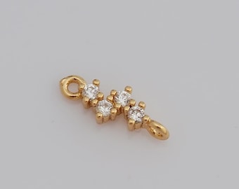 Micropave Zirconia Geometric Connector, 18K Gold Filled Necklace Bracelet Connector, DIY Jewelry Making Findings，13x5x2.7mm